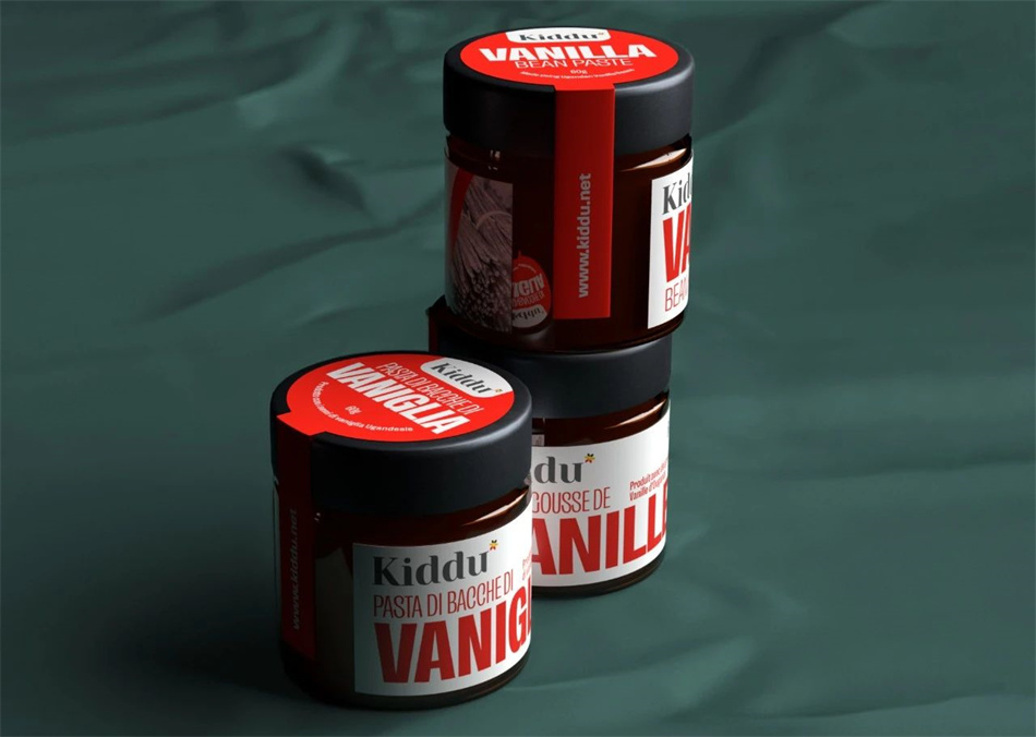 Kiddu VANILLA BEAN POWDER 瓶裝醬料包裝設計